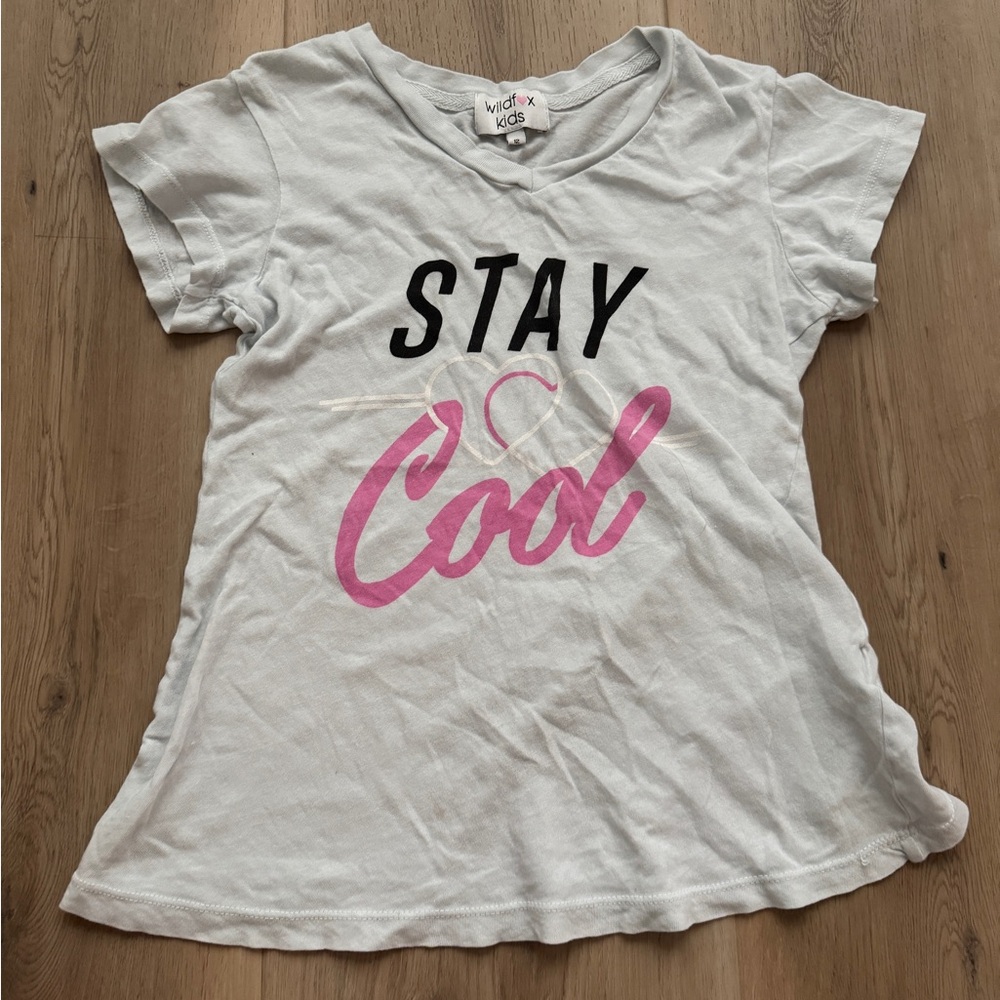 Wild Fox Kids White and Pink Graphic Tee